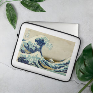 The Great Wave off Kanagawa Japanese Wood Print Laptop Sleeve