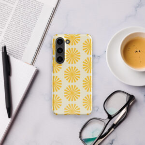 A Samsung phone with yellow flower design